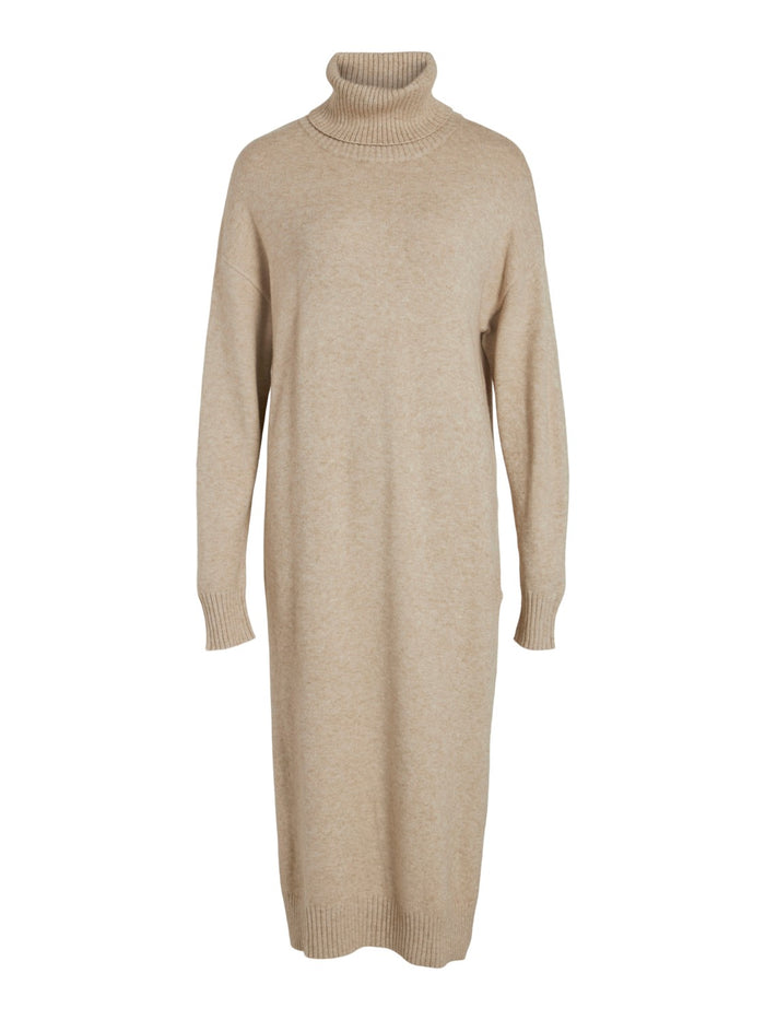 Viril Roll Neck Midi Dress (Natural Melange)