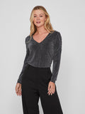 VISHA V-NECK TOP (BLACK/SILVER)