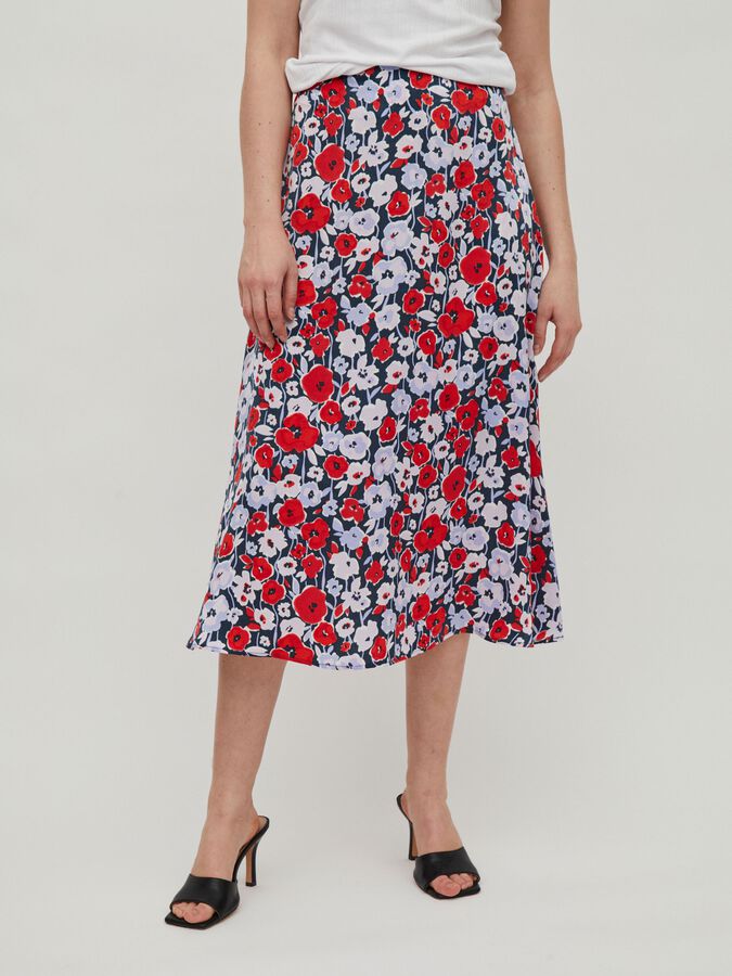 Vita High Waist Midi Skirt (Navy/Red)