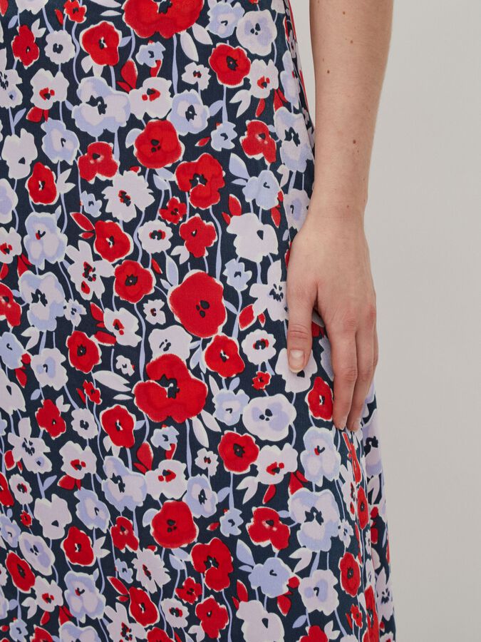 Vita High Waist Midi Skirt (Navy/Red)