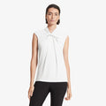 Front image of a woman standing wearing the Walters top knit crepe in Ivory | Lead