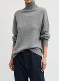 Washable Cashmere Turtleneck Sweater - Heather Grey