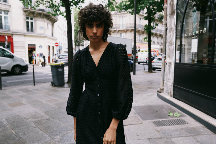 WENDY BUTTON DOWN DRESS (BLACK)