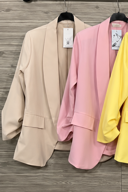 Beige 3/4 Sleeve Blazer - Born To Glam