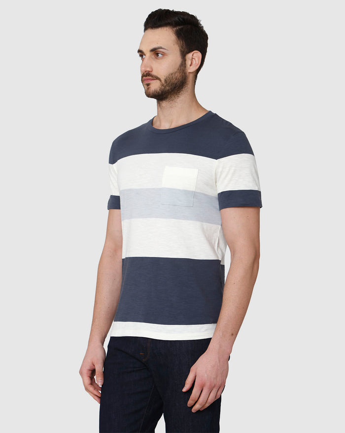White Colourblocked Crew Neck T-Shirt