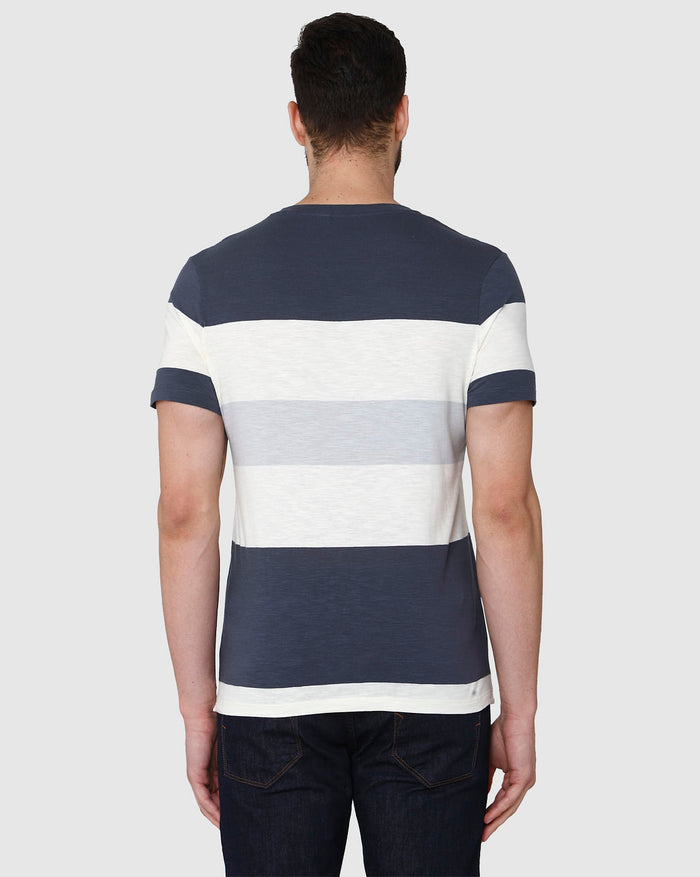 White Colourblocked Crew Neck T-Shirt