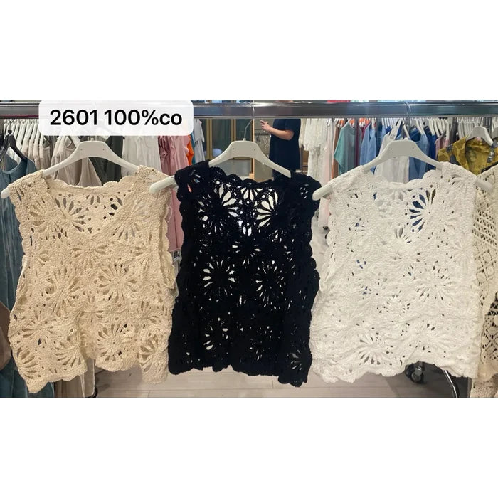 White Crochet Floral Tank Top - Born To Glam