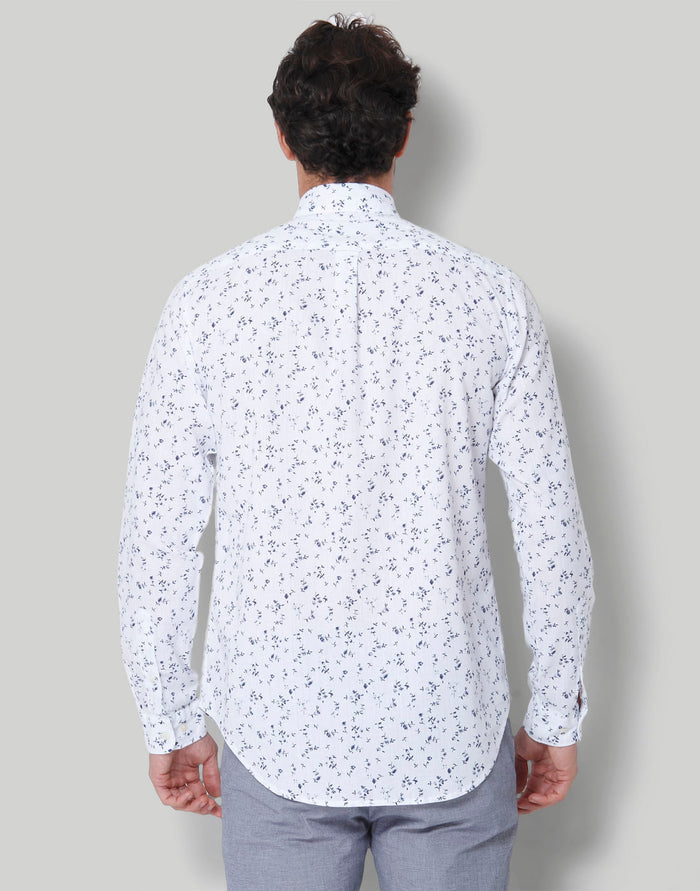 White Floral Print Full Sleeves Shirt