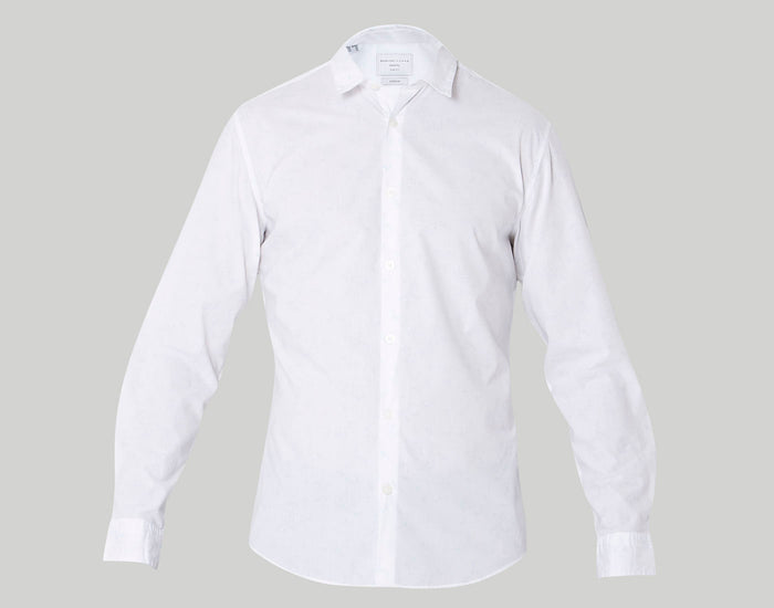 White Floral Print Full Sleeves Shirt