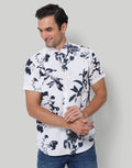 White Floral Print Short Sleeves Shirt