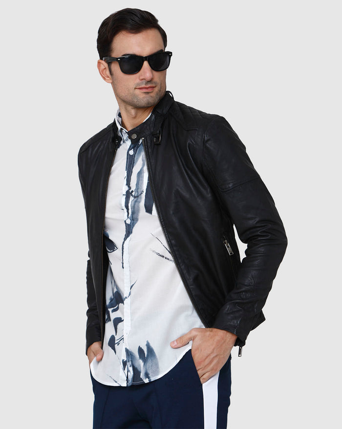 White Floral Print Short Sleeves Shirt