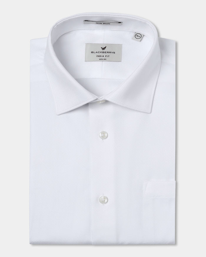 White Non Iron Textured Shirt - P31