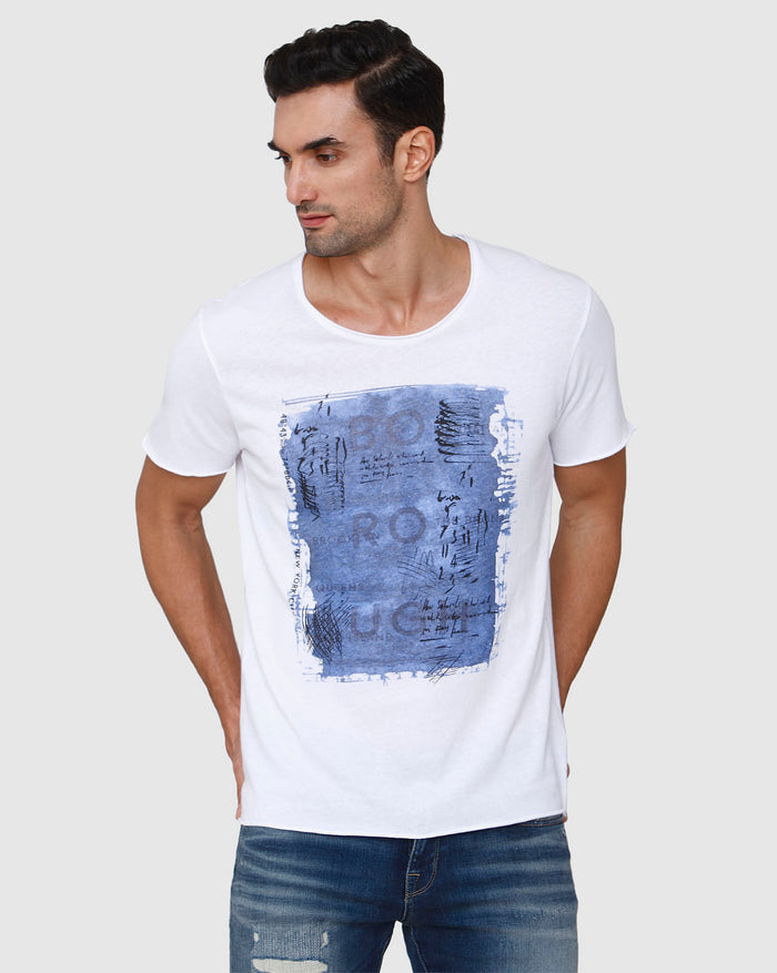 White Printed Crew Neck T-Shirt