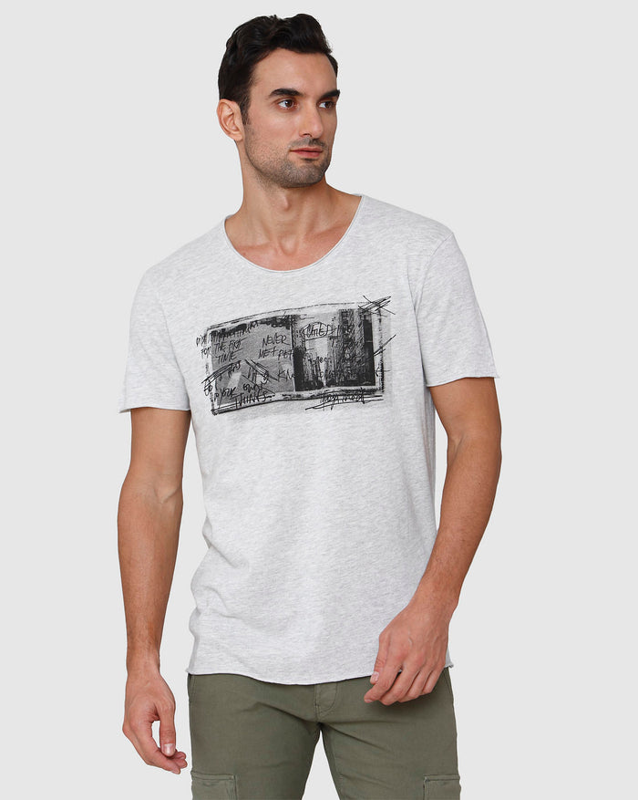 White Printed Crew Neck T-Shirt