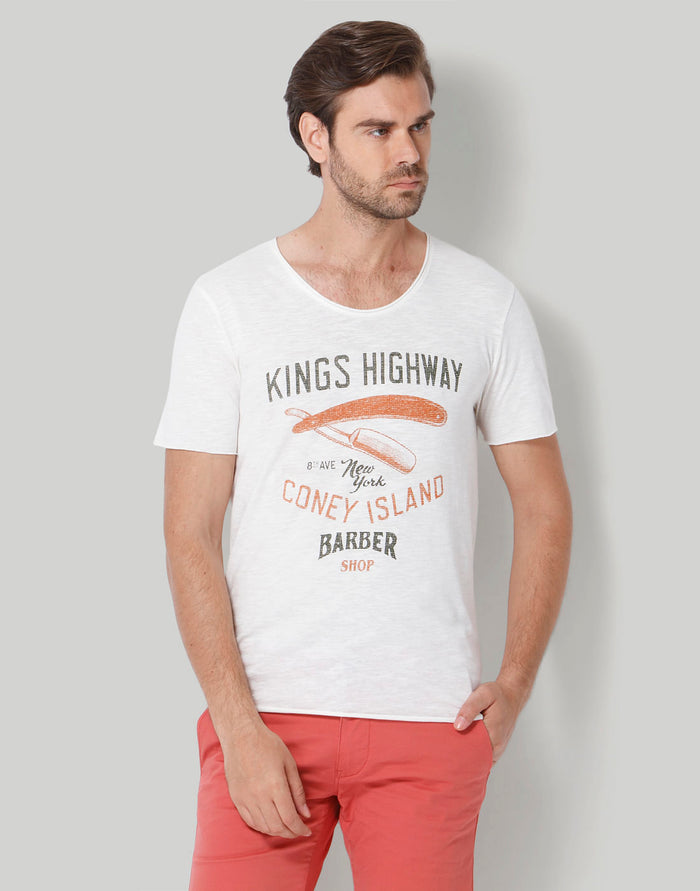 White Printed Crew Neck T-Shirt