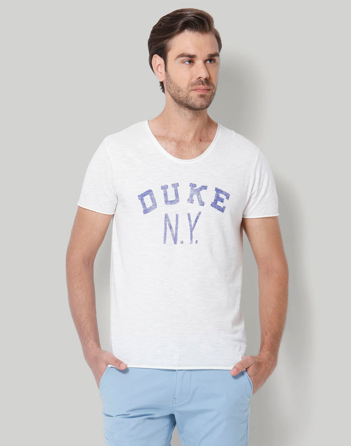 White Printed Crew Neck T-Shirt