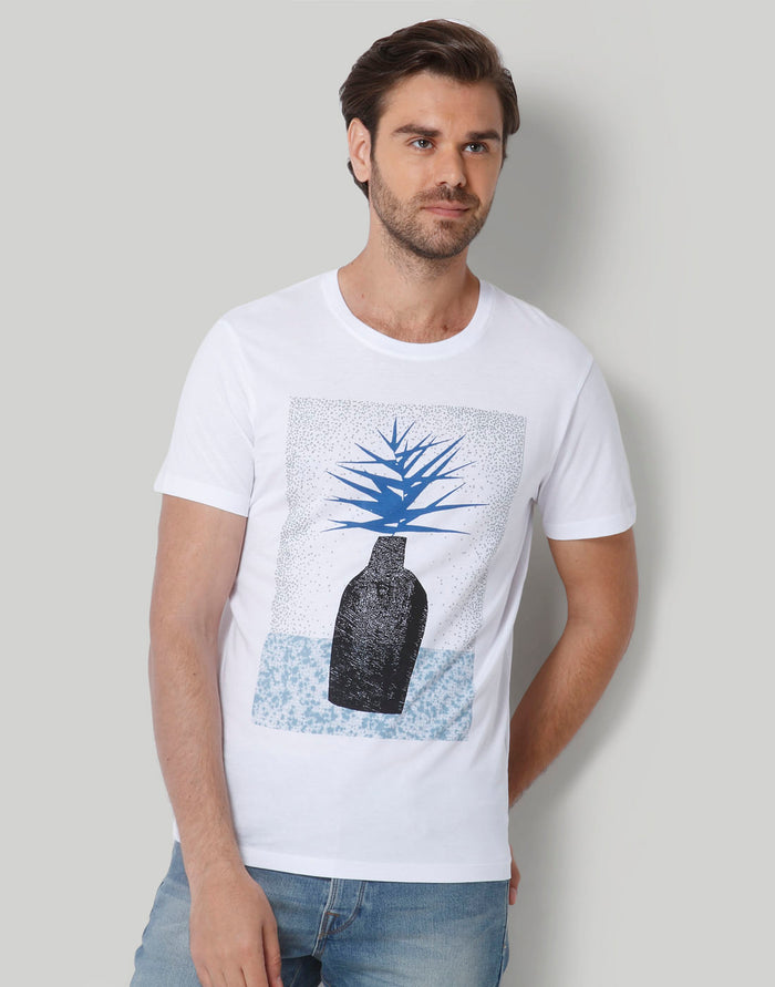 White Printed Crew Neck T-Shirt