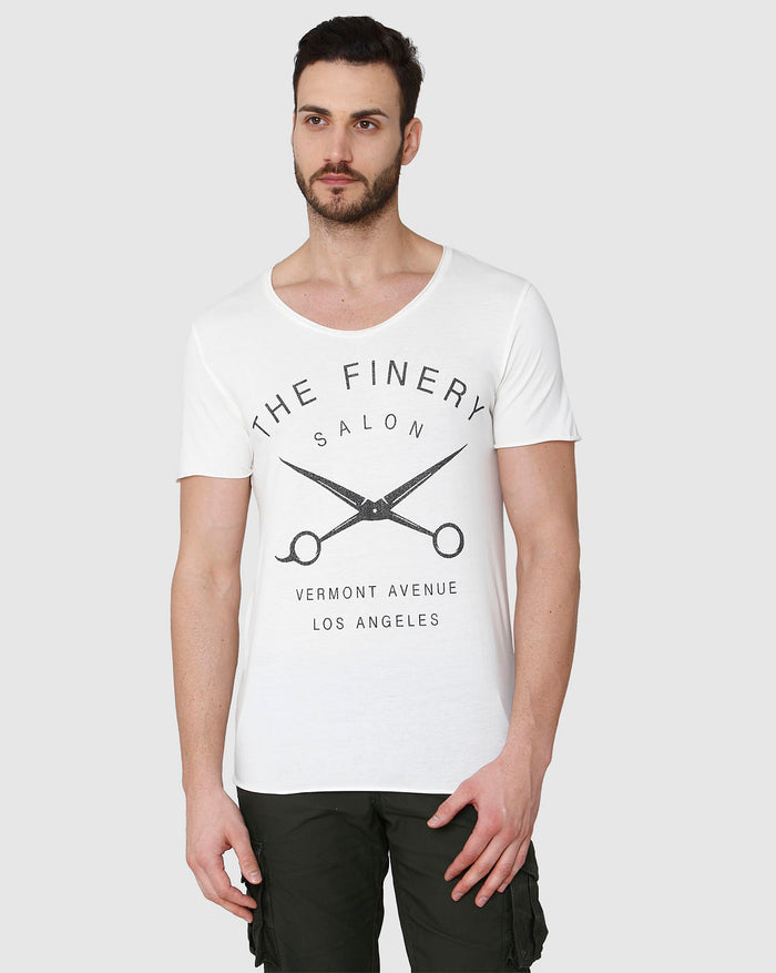 White Printed Crew Neck T-Shirt