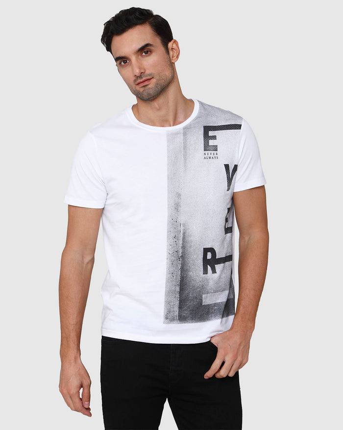 White Printed Crew Neck T-Shirt