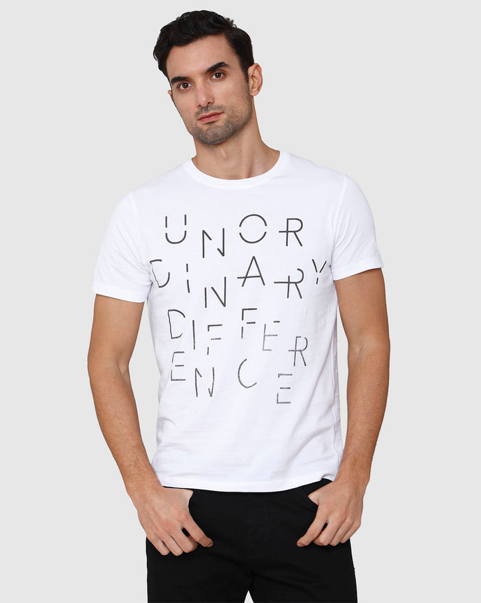 White Printed Crew Neck T-Shirt