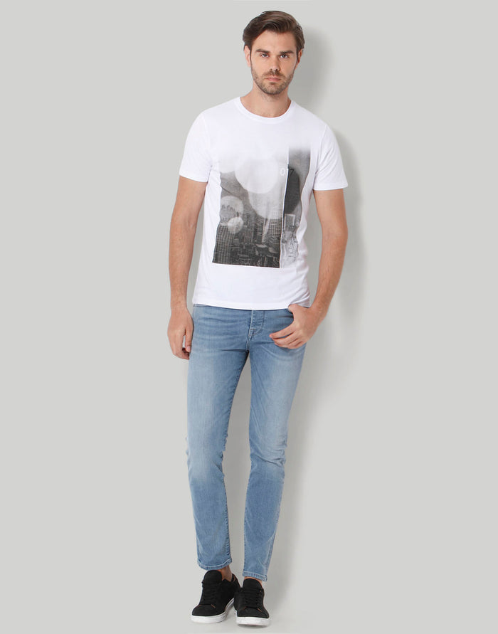White Printed Crew Neck T-Shirt