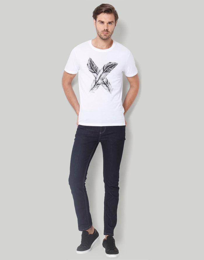 White Printed Crew Neck T-Shirt