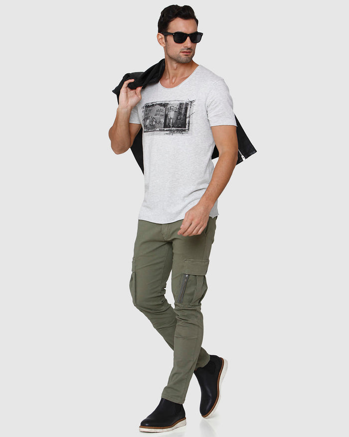 White Printed Crew Neck T-Shirt