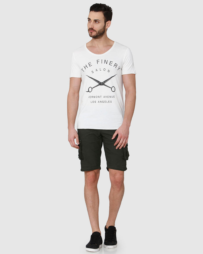 White Printed Crew Neck T-Shirt