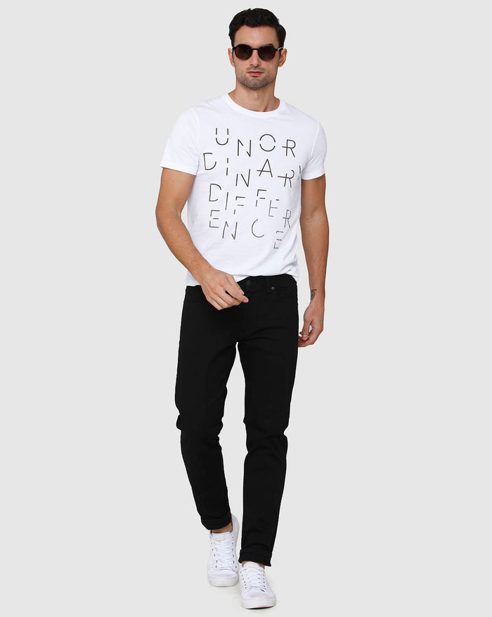 White Printed Crew Neck T-Shirt