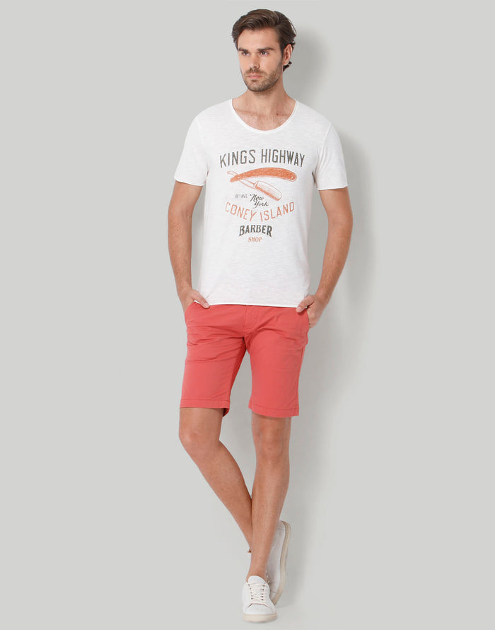 White Printed Crew Neck T-Shirt