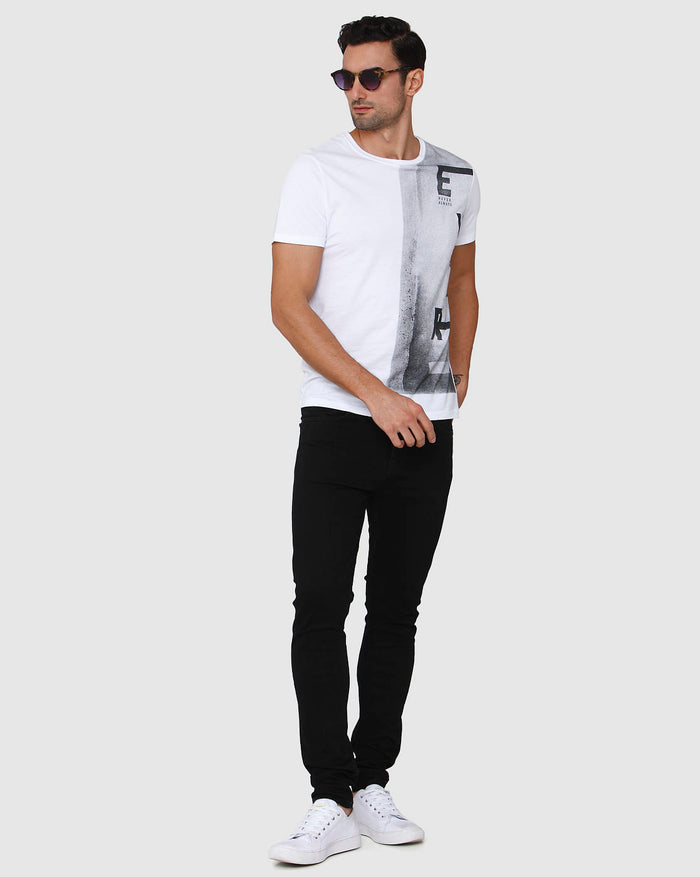 White Printed Crew Neck T-Shirt