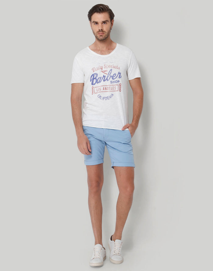 White Printed Crew Neck T-Shirt