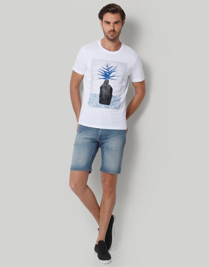 White Printed Crew Neck T-Shirt