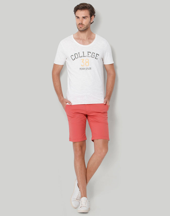 White Printed Crew Neck T-Shirt