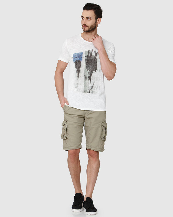 White Printed Crew Neck T-Shirt