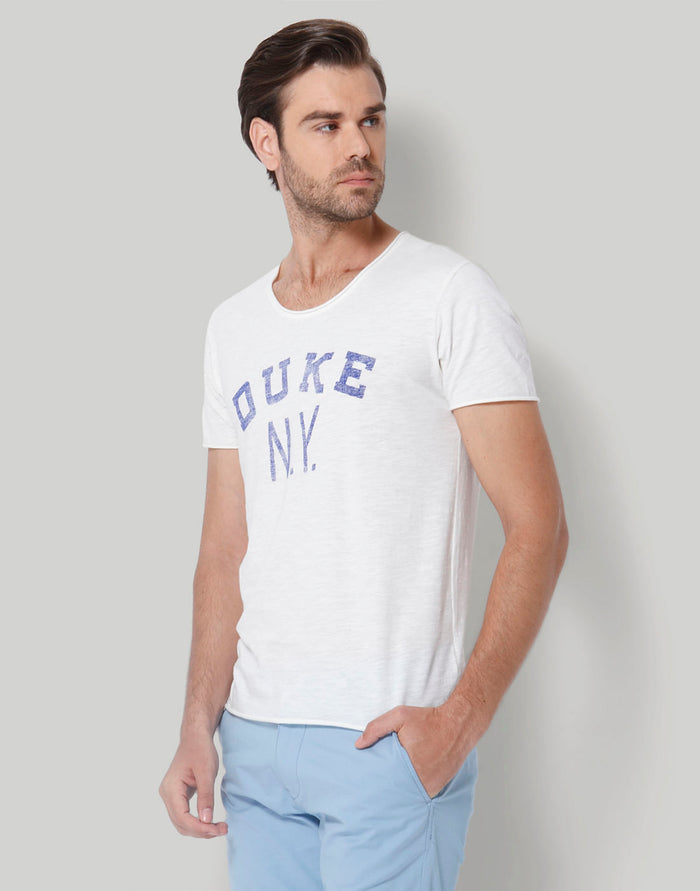 White Printed Crew Neck T-Shirt