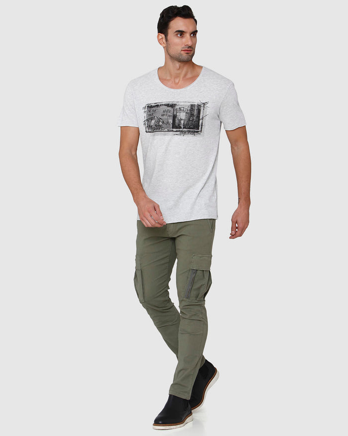 White Printed Crew Neck T-Shirt