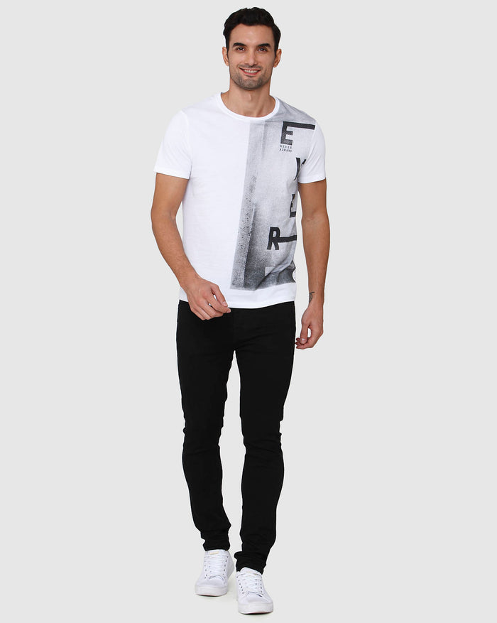 White Printed Crew Neck T-Shirt
