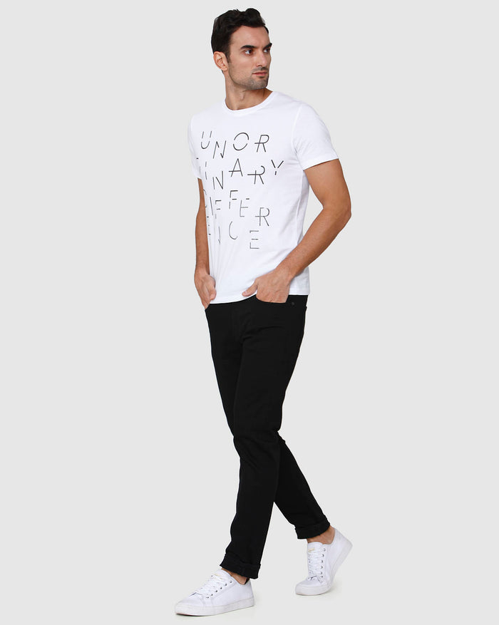 White Printed Crew Neck T-Shirt