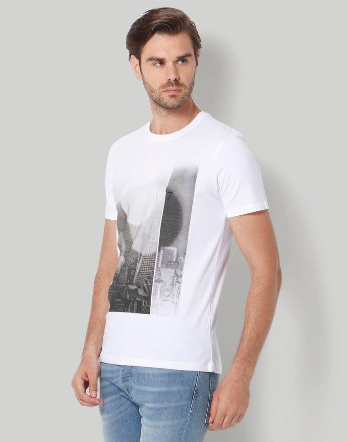 White Printed Crew Neck T-Shirt
