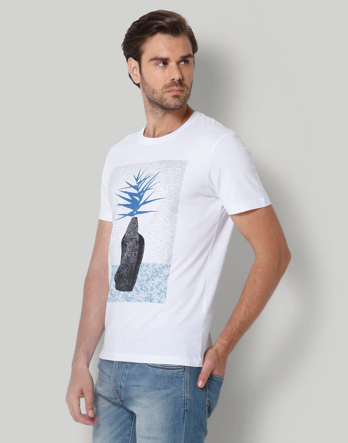 White Printed Crew Neck T-Shirt