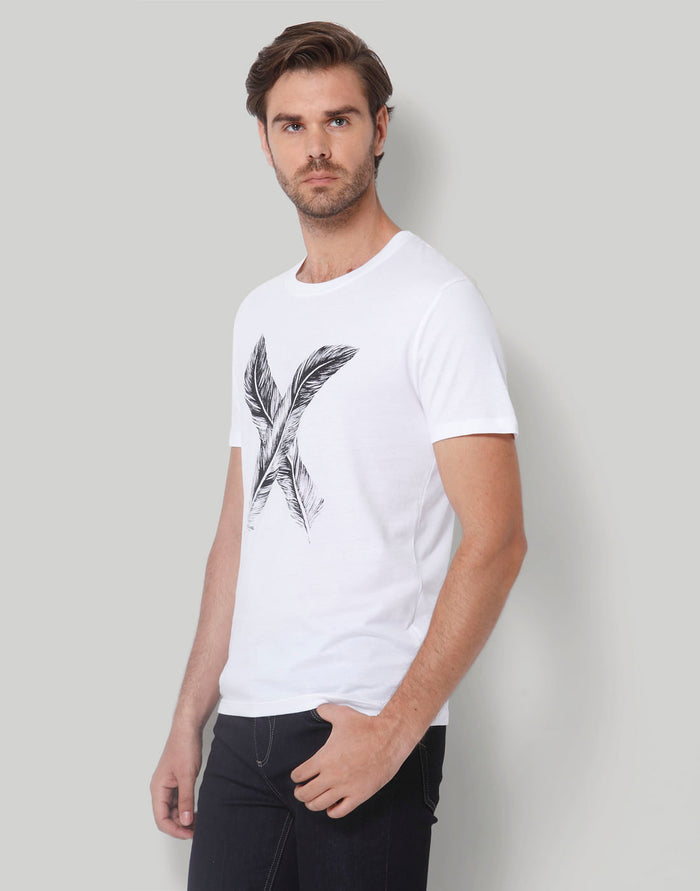 White Printed Crew Neck T-Shirt