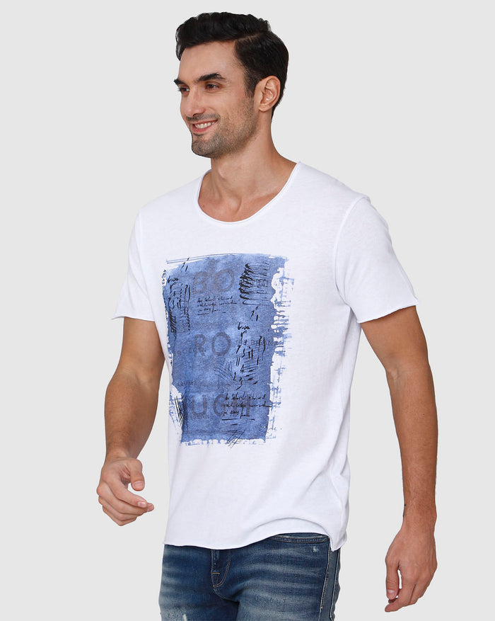 White Printed Crew Neck T-Shirt
