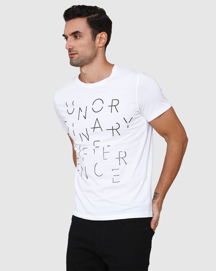 White Printed Crew Neck T-Shirt