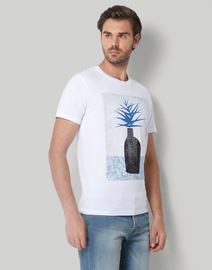 White Printed Crew Neck T-Shirt