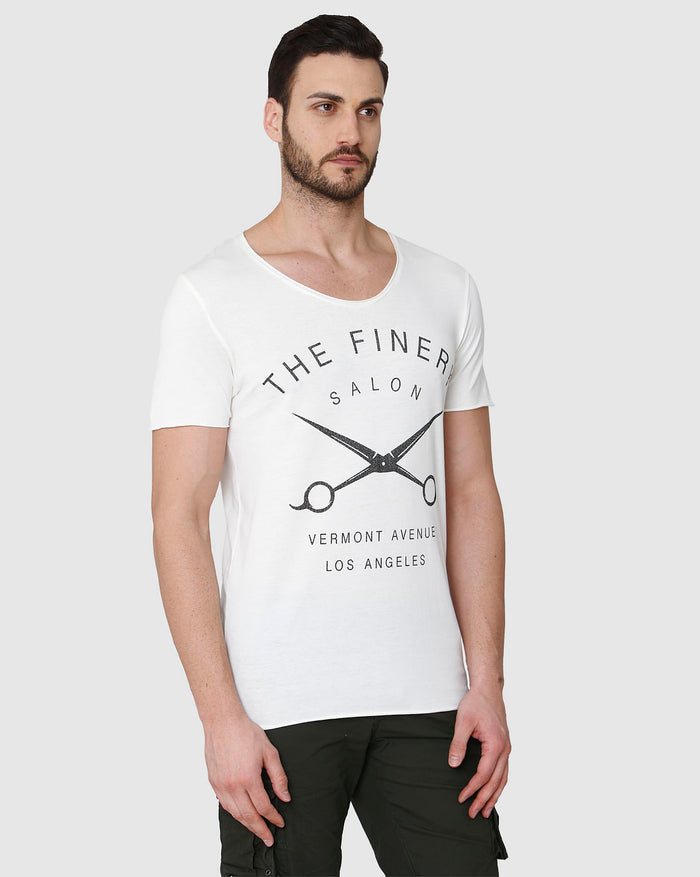 White Printed Crew Neck T-Shirt