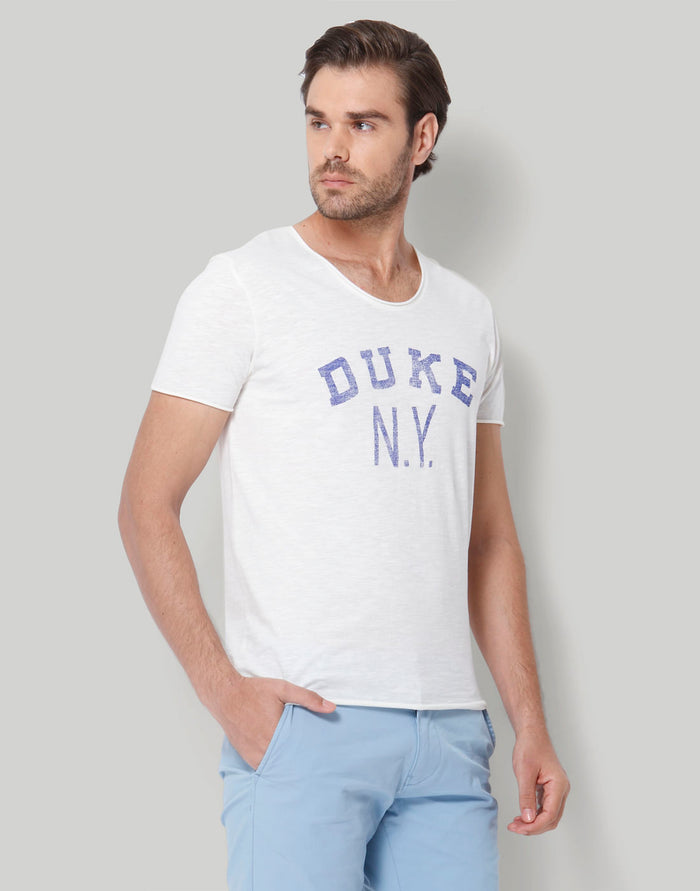 White Printed Crew Neck T-Shirt