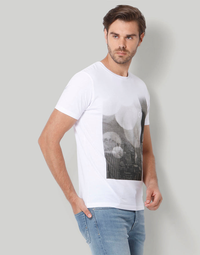 White Printed Crew Neck T-Shirt