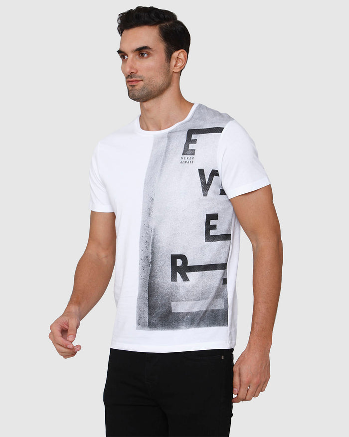 White Printed Crew Neck T-Shirt
