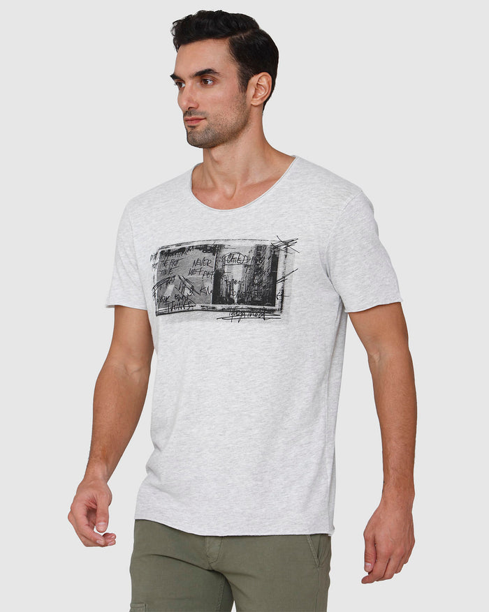 White Printed Crew Neck T-Shirt